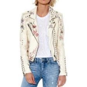 Blank NYC White Leather Floral Jacket
